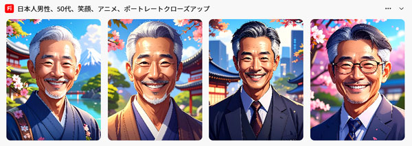 4枚ともアニメよりはリアルな3Dよりな画像。背景は今までと似たような風景。和服が2人、背広が2人