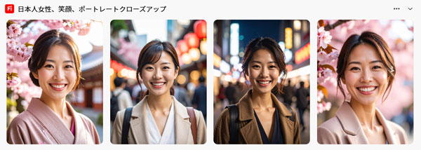 男性より女性の方が若いように感じられる画像。4枚とも写真のようにリアル