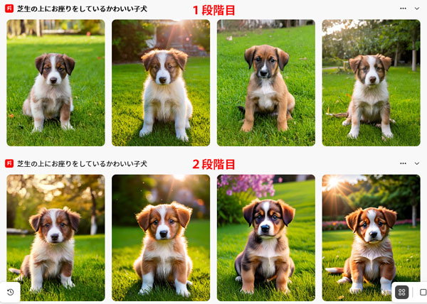 視覚的な適用量のあ段階目と２段階目の差