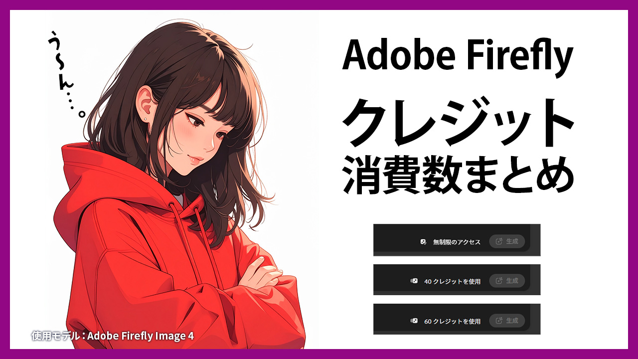 Adobe Firefly クレジット消費数まとめ