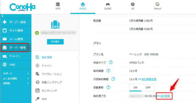 契約更新の位置