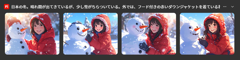 女性と雪だるま（イラスト風）
