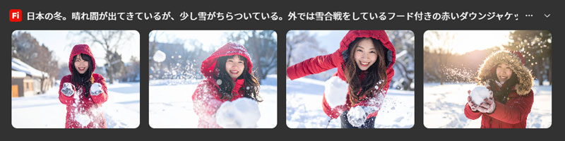 女性が雪玉を投げる（写真風）