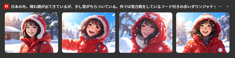 女性が雪玉を投げる（イラスト風）