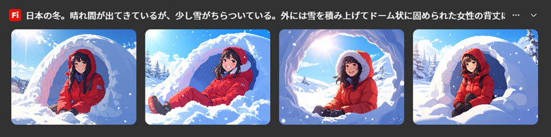 女性とかまくら（イラスト風）